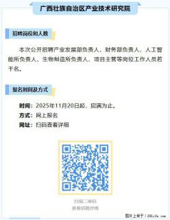 【广西产业技术研究院】招聘产业发展部负责人、财务部负责人、人工智能所负责人等岗位工作人员若干名 - 南宁28生活网 nn.28life.net